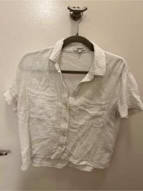 Madewell Cream Gauze Button-Down Short Sleeve Shirt
